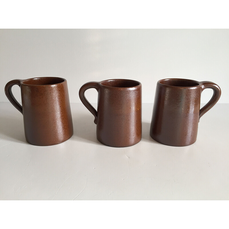 Set of 3 vintage stoneware mugs