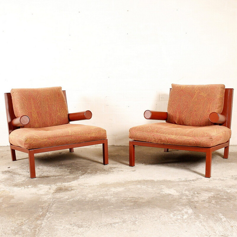 Pair of B&B Italia "Baisity" armchairs in leather, Antonio CITTERIO - 1980s
