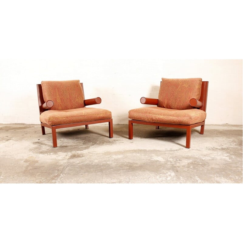 Pair of B&B Italia "Baisity" armchairs in leather, Antonio CITTERIO - 1980s