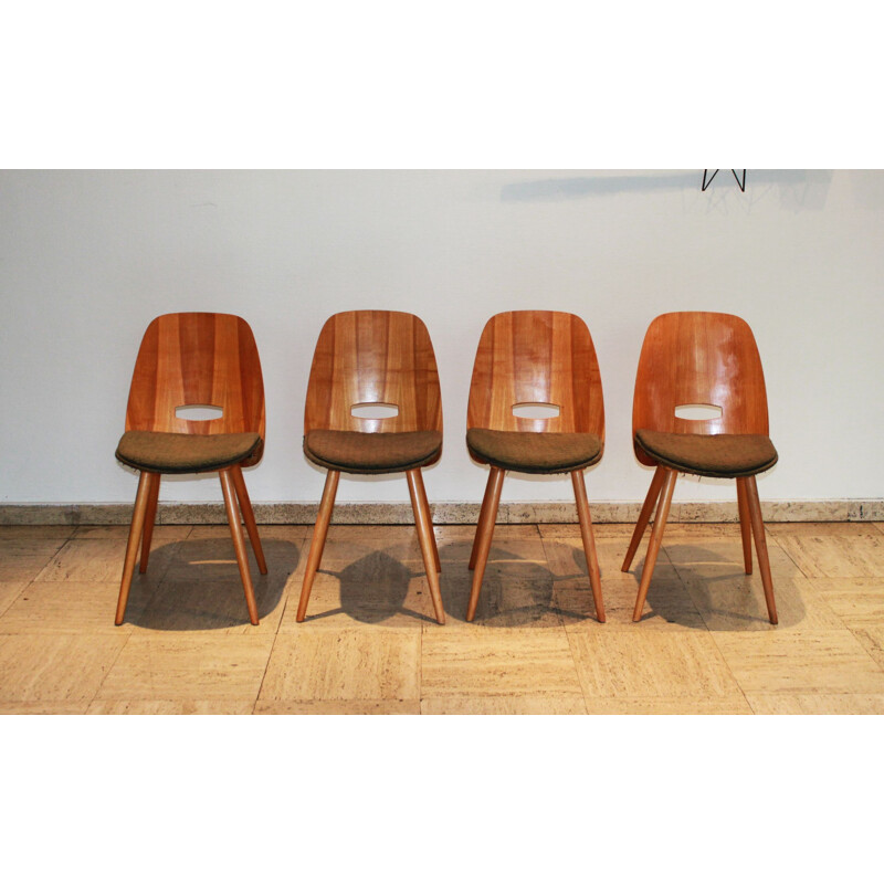 Lot de 4 chaises vintage par František Jirák pour Tatra Nabytok, Tchécoslovaquie 1960