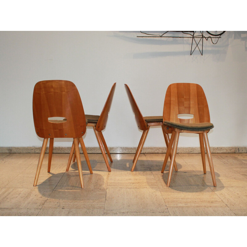 Lot de 4 chaises vintage par František Jirák pour Tatra Nabytok, Tchécoslovaquie 1960