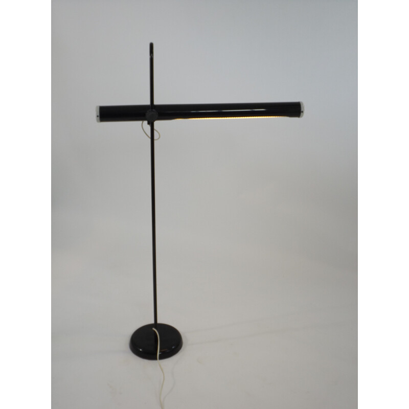 Tube floor lamp in metal and black aluminum - 1970s