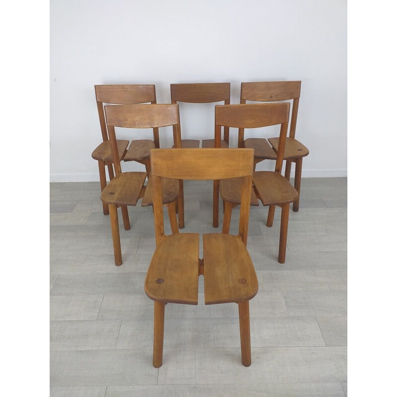 Set of 6 vintage "coffee bean" chairs by Pierre Gautier Delaye
