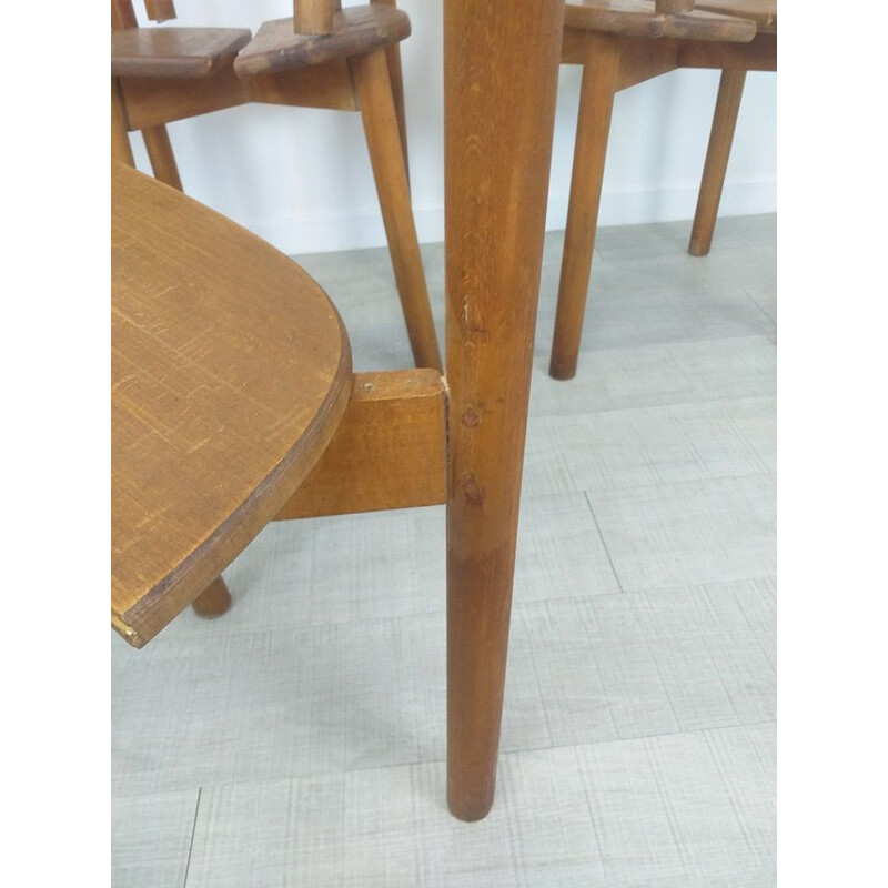 Ensemble de 6 chaises vintage "grain de café" par Pierre Gautier Delaye