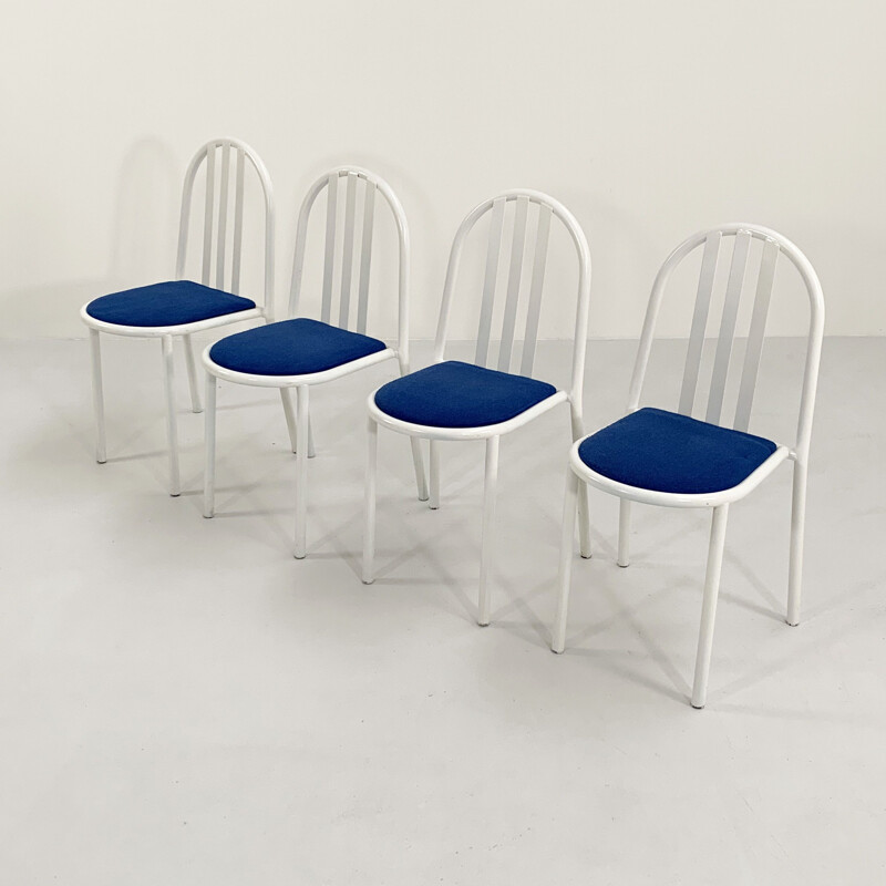 Set of 4 vintage chairs with fabric by Robert Mallet-Stevens for Pallucco Italia, 1980s