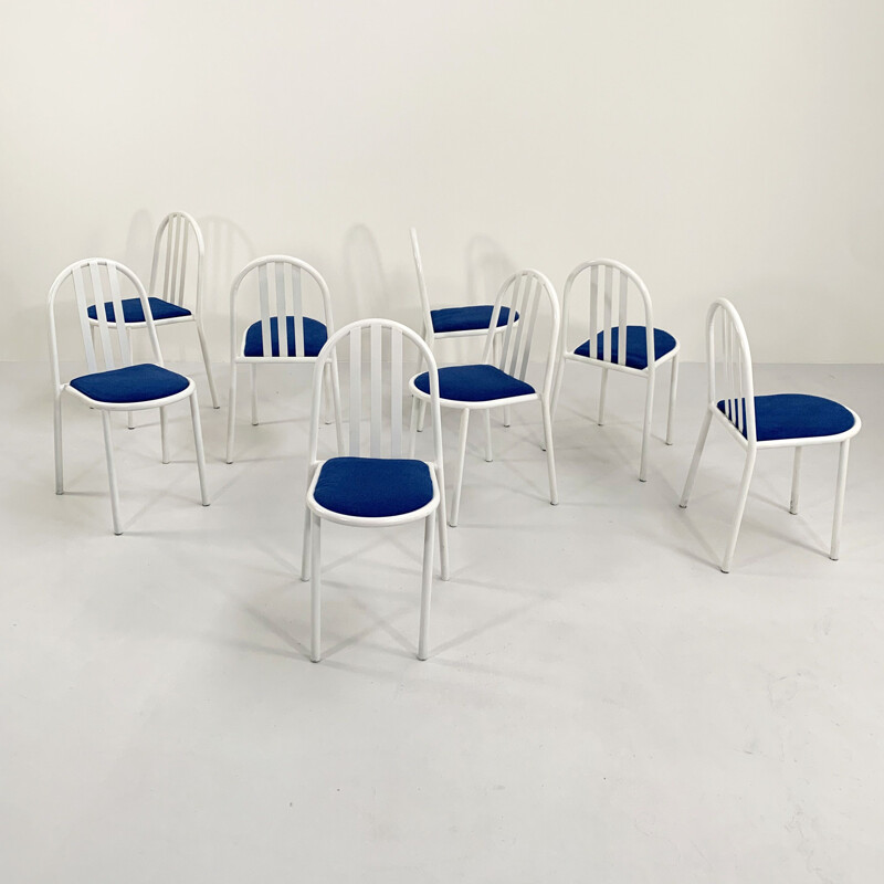 Ensemble de 4 chaises vintage avec tissu de Robert Mallet-Stevens pour Pallucco Italia, 1980