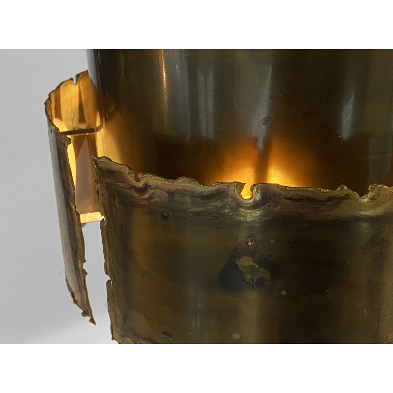 Brutalist vintage pendant lamp in oxidized brass by Svend Aage Holm Sørensen for Holm Sørensen & co, Denmark 1960s