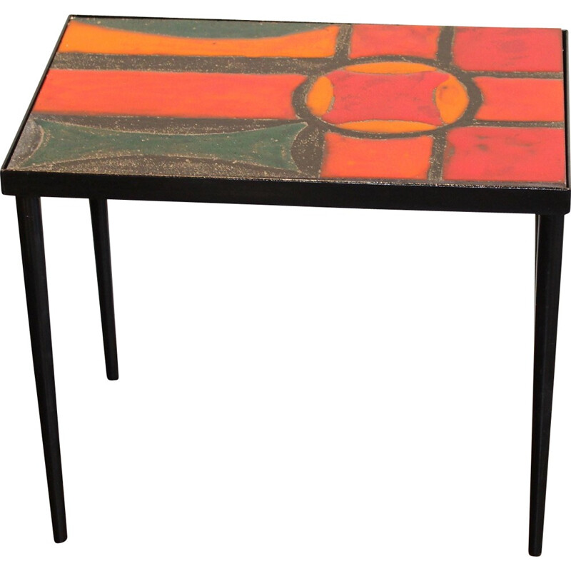 Mid-century lava stone side table, Brothers CLOUTIER - 1950s