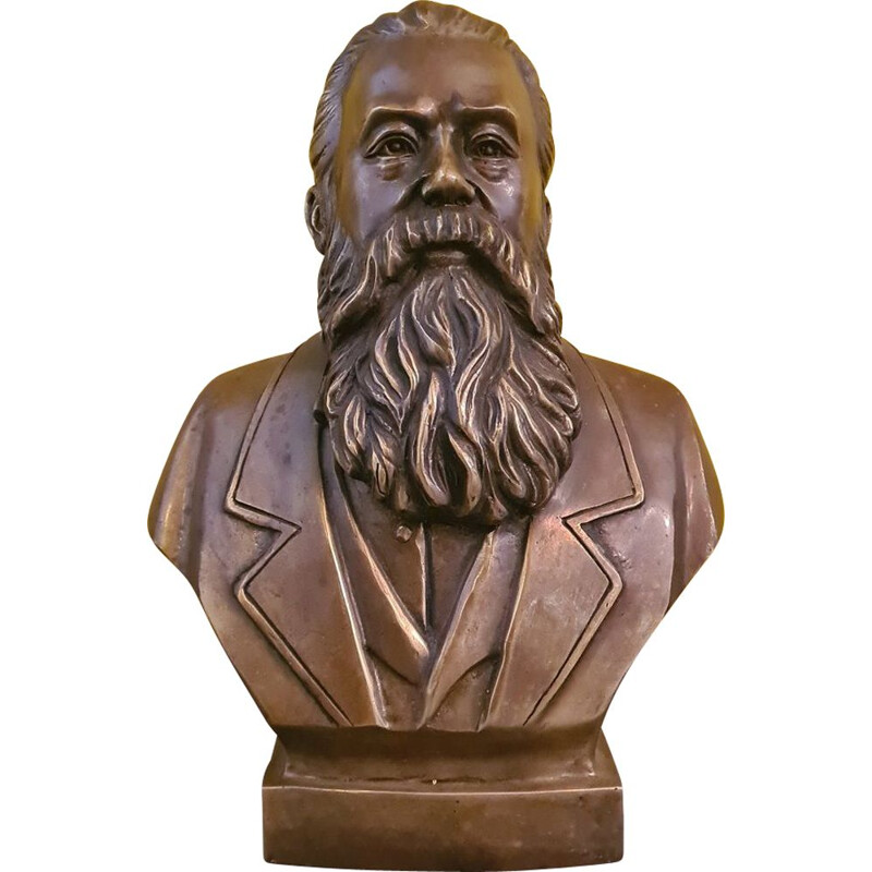 Bronze vintage bust Friedrich Engels