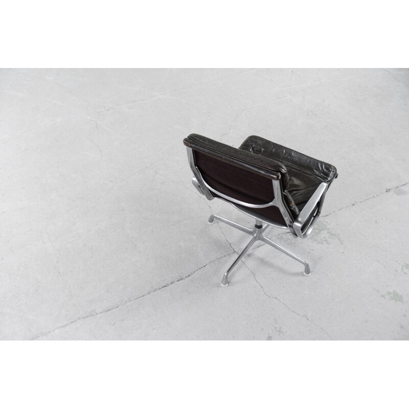 Vintage Soft Pad desk leather armchair by Charles & Ray Eames for Herman Miller, 1960s