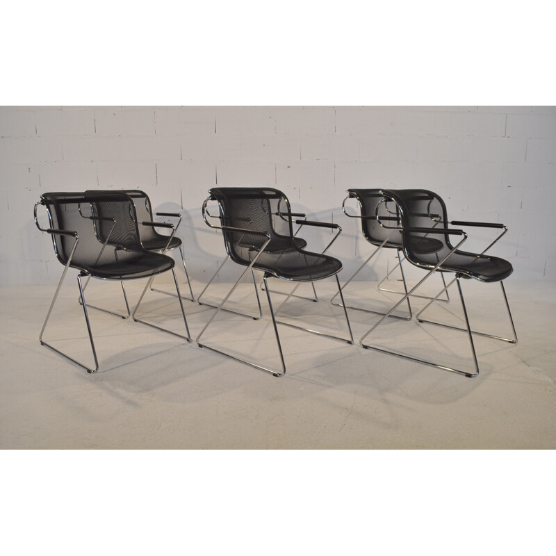 Set of 6 armchair "Penelope", Charles POLLOCK - 1980s