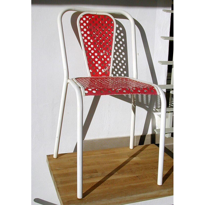 Set of 6 chairs in metal, René MALAVAL - 1950s