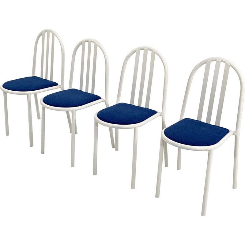 Ensemble de 4 chaises vintage avec tissu de Robert Mallet-Stevens pour Pallucco Italia, 1980