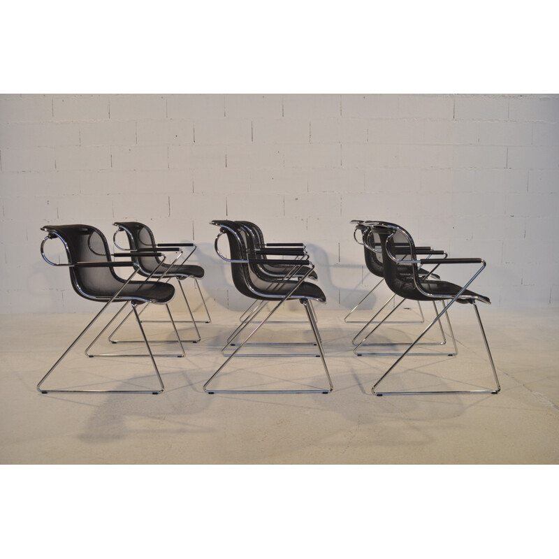 Set of 6 armchair "Penelope", Charles POLLOCK - 1980s