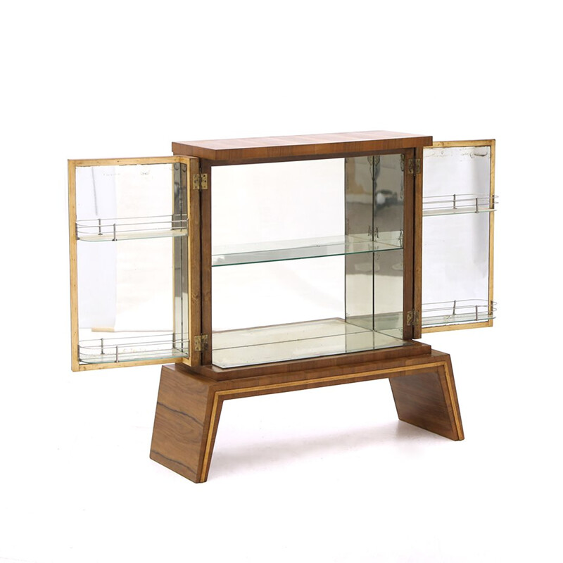 Vintage bar cabinet with mirrored doors, 1940s