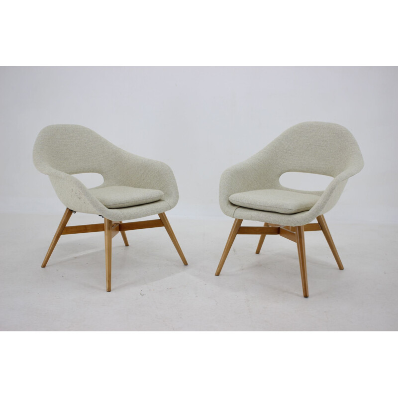 Pair of vintage Shell armchairs by Miroslav Navratil, Czechoslovakia 1960s