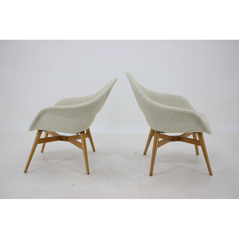 Pair of vintage Shell armchairs by Miroslav Navratil, Czechoslovakia 1960s