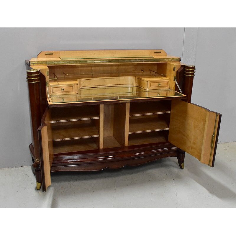 Vintage sycamore rosewood highboard by Jules Leleu, 1940