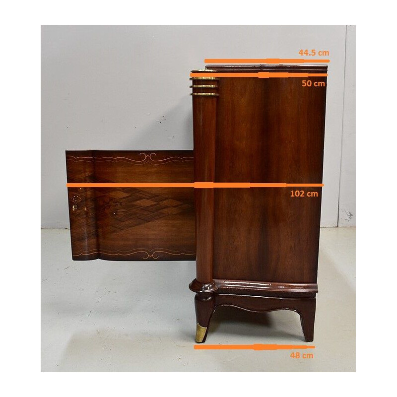 Vintage sycamore rosewood highboard by Jules Leleu, 1940