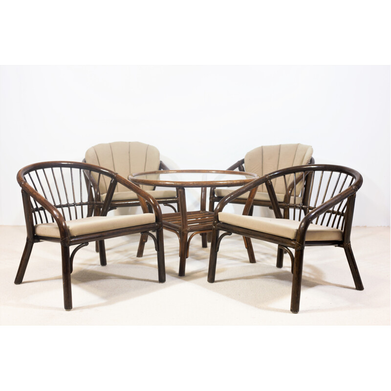 Bamboo vintage living room set by Horsnaes Mobelfabrik