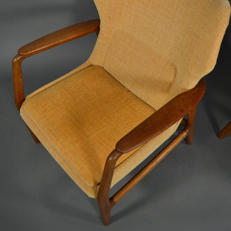 Pair of Bovenkamp armchair in oak and yellow fabric, Aksel Bender MADSEN - 1960s