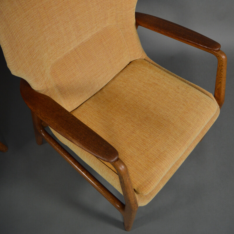 Pair of Bovenkamp armchair in oak and yellow fabric, Aksel Bender MADSEN - 1960s