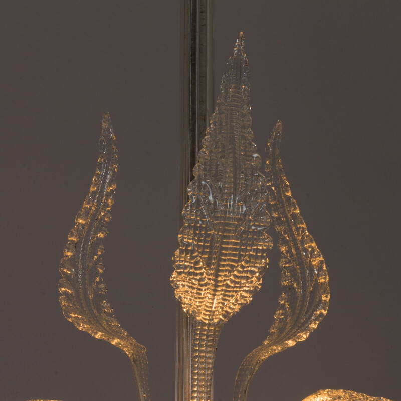 Vintage Murano glass leaves chandelier by Barovier and Tosso, Italy 1950s