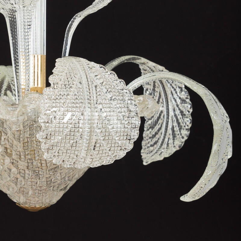 Vintage Murano glass leaves chandelier by Barovier and Tosso, Italy 1950s