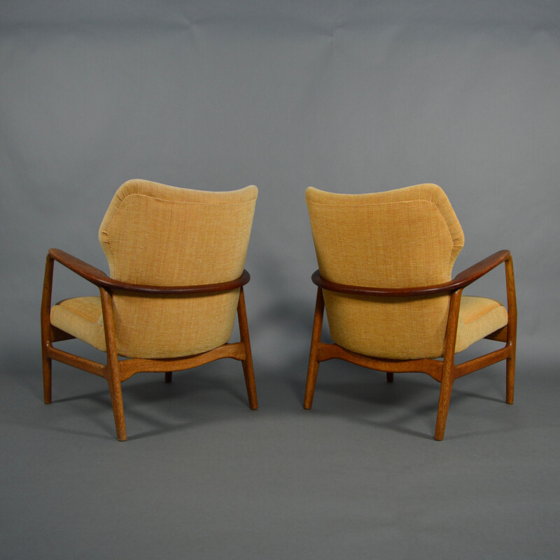 Pair of Bovenkamp armchair in oak and yellow fabric, Aksel Bender MADSEN - 1960s