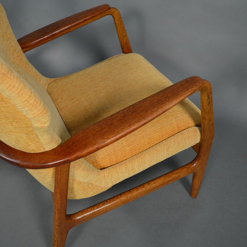 Paire de fauteuils Bovenkamp en chêne et tissu jaune, Aksel Bender MADSEN - 1960