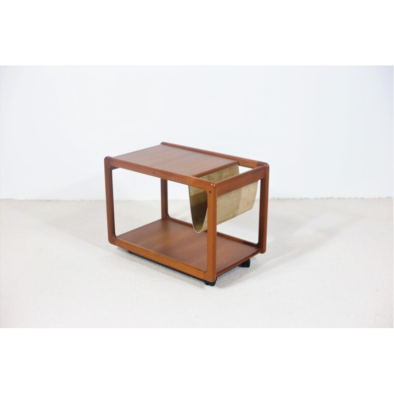 Vintage Danish magazine table in teak and leather by Kaï Kristiansen for Vildbjerg Mobelfabrik