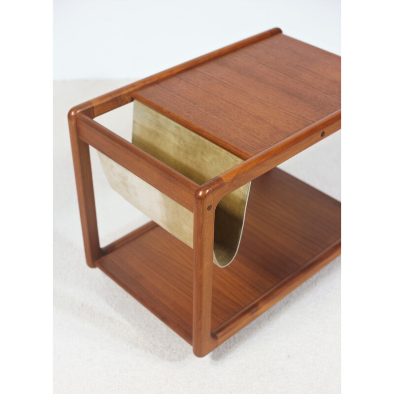 Vintage Danish magazine table in teak and leather by Kaï Kristiansen for Vildbjerg Mobelfabrik