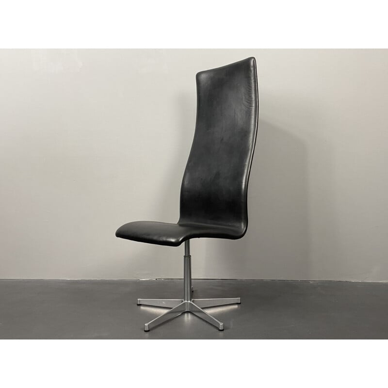 Fauteuil pivotant à haut dossier vintage Oxford par Arne Jacobsen pour Fritz Hansen