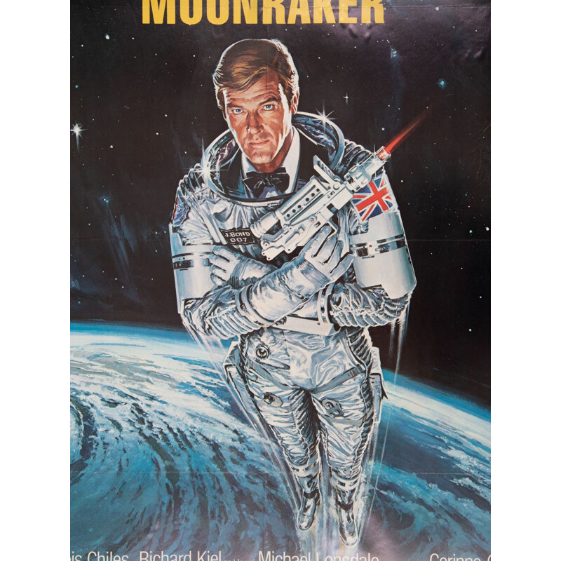 Vintage poster of the movie "Moonraker" by Daniel Goozee, 1979