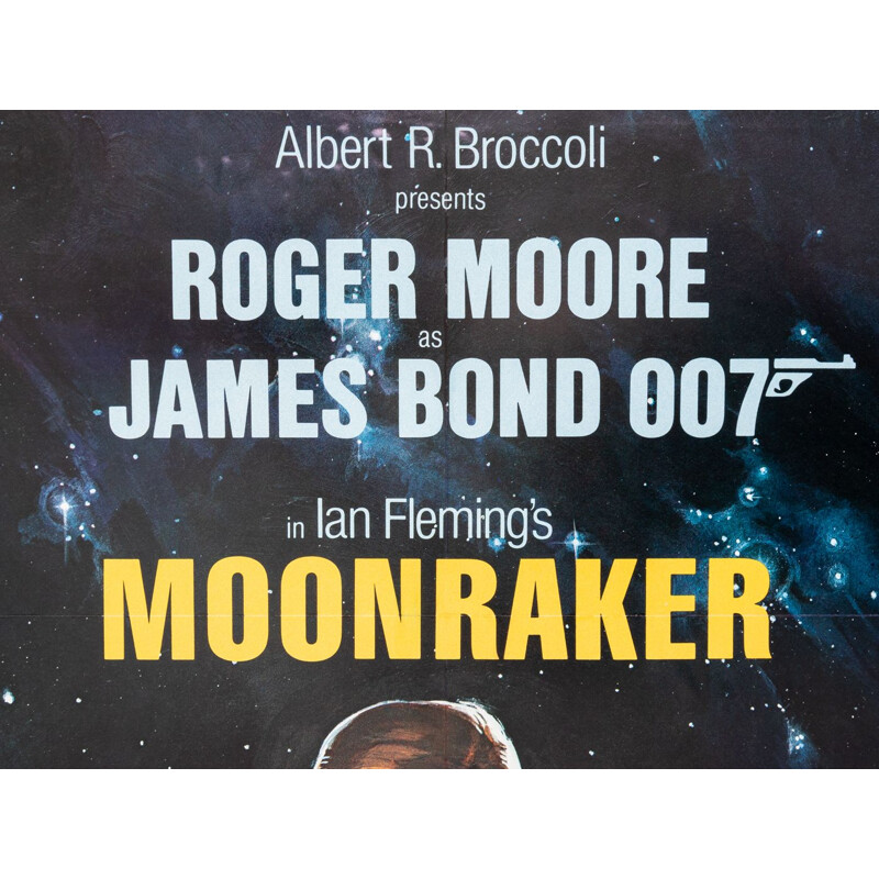 Cartel antiguo de la película "Moonraker" por Daniel Goozee, 1979