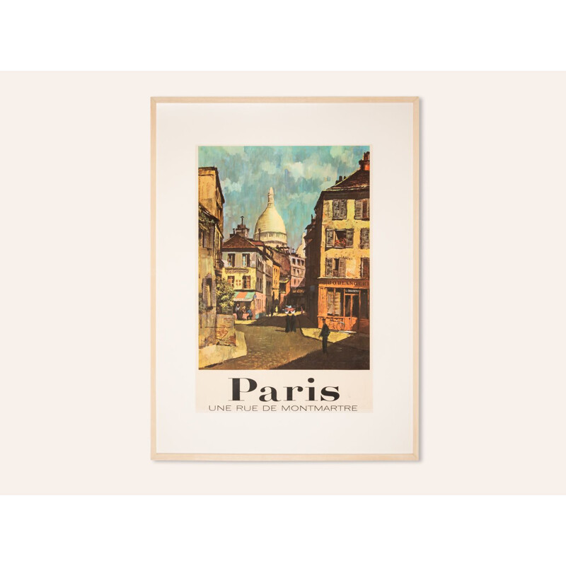 Vintage "Paris - Une Rue de Montmartre" travel poster by Louis Macouillard, 1960s