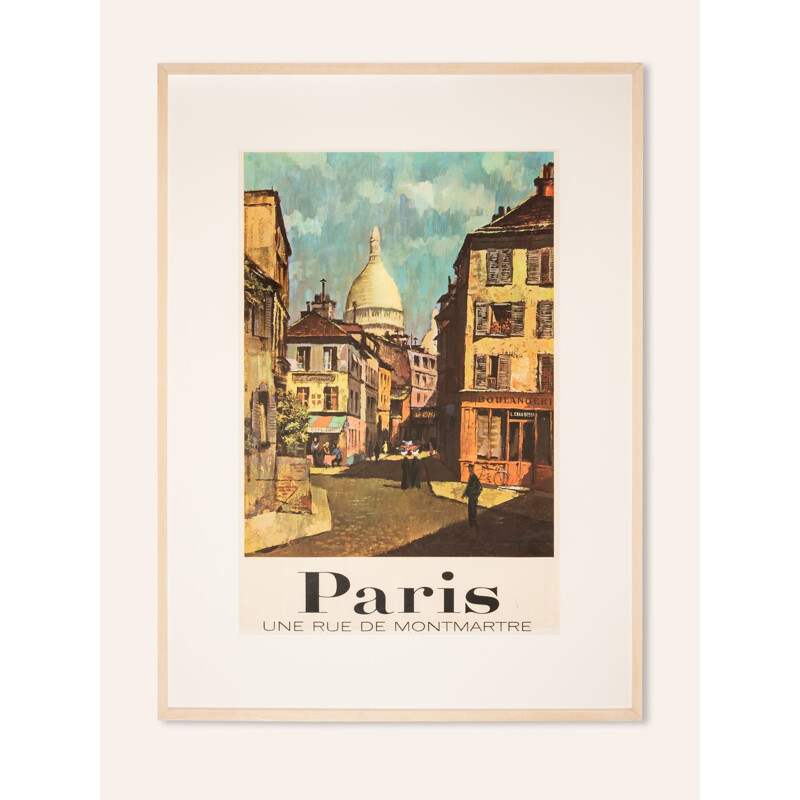 Vintage "Paris - Une Rue de Montmartre" travel poster by Louis Macouillard, 1960s