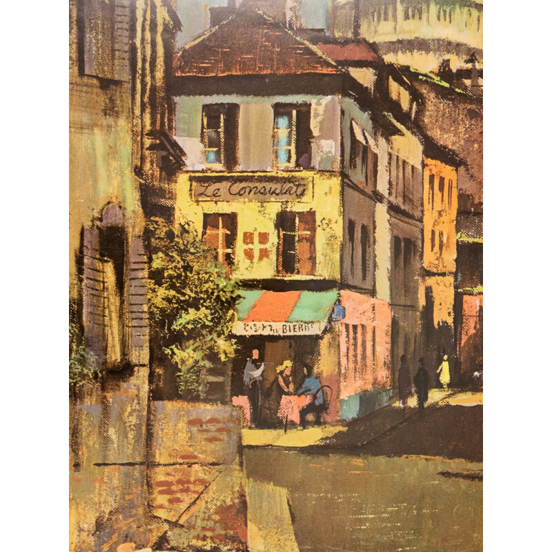 Vintage "Paris - Une Rue de Montmartre" travel poster by Louis Macouillard, 1960s