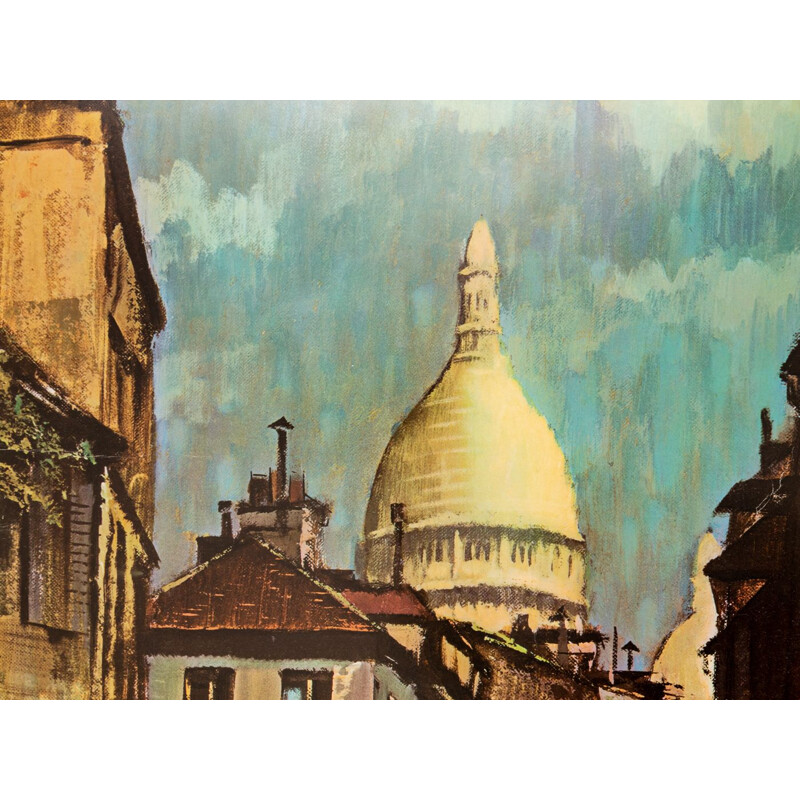 Vintage "Paris - Une Rue de Montmartre" travel poster by Louis Macouillard, 1960s