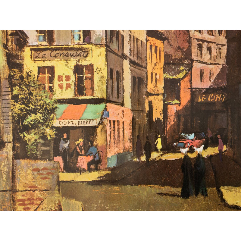 Vintage "Paris - Une Rue de Montmartre" travel poster by Louis Macouillard, 1960s