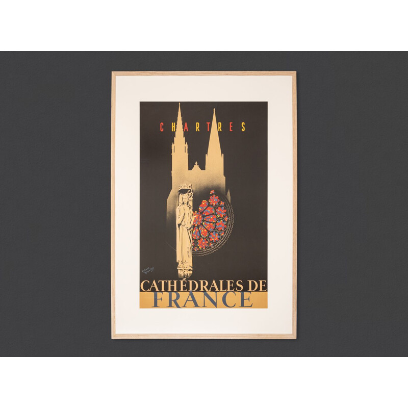 Vintage art deco poster "Chartres - Cathedrals of France" by Robert Alexandre, 1930