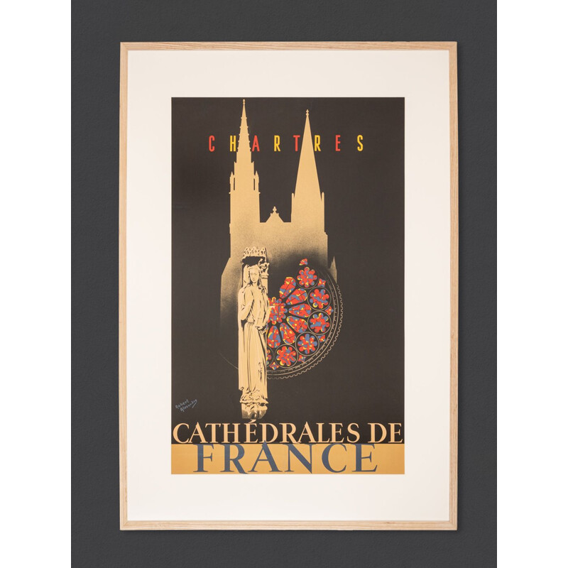 Vintage art deco poster "Chartres - Cathedrals of France" by Robert Alexandre, 1930