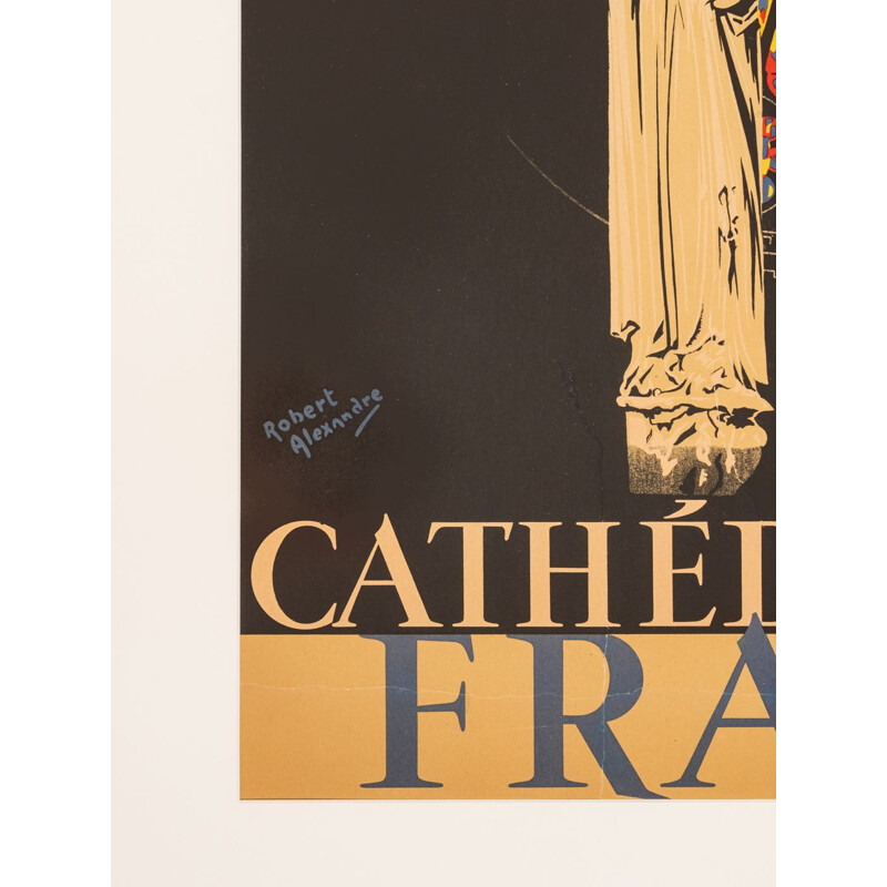 Cartel art déco vintage "Chartres - Cathedrals of France" de Robert Alexandre, 1930
