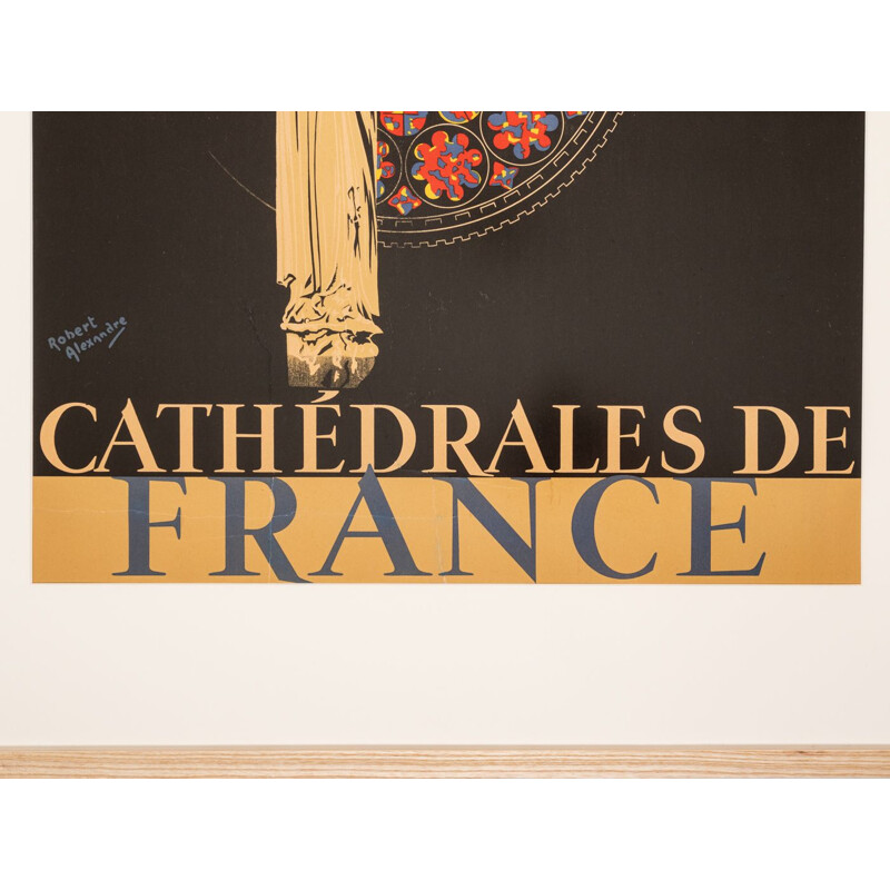 Cartel art déco vintage "Chartres - Cathedrals of France" de Robert Alexandre, 1930