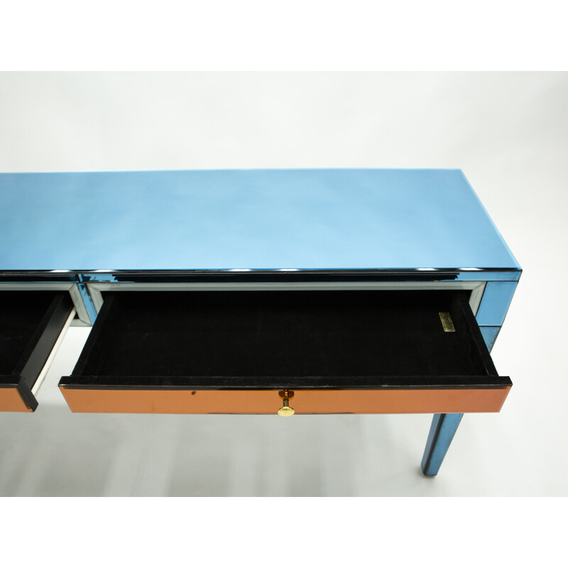 Pair of vintage mirrored consoles by Olivier de Schrivjer for Ode Design, 1990