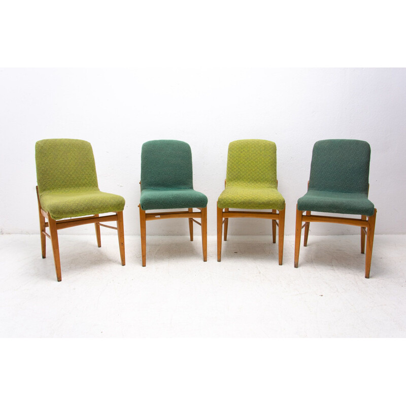 Set of 4 vintage beechwood chairs by Miroslav Navrátil, Czechoslovakia 1960