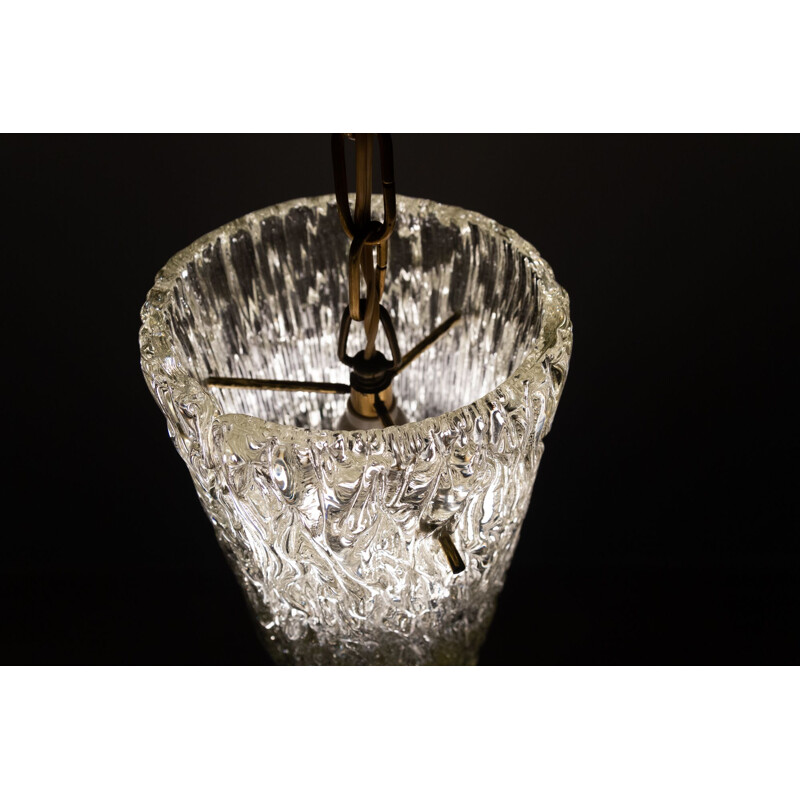 Scandinavian vintage crystal glass suspension by Carl Fagerlund for Orrefors, Sweden 1960
