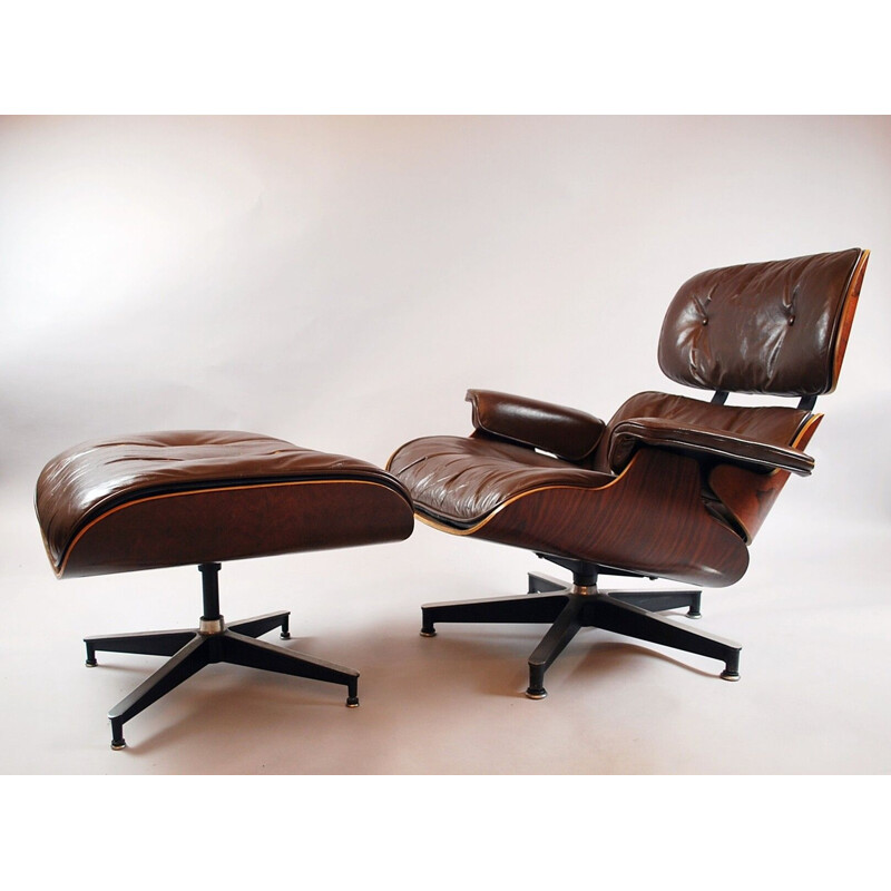 Vintage Eames armchair and ottoman by Herman Miller, 1950s