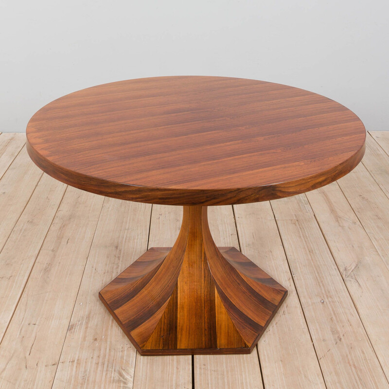 Rosewood vintage round dining table "Clessidra" by Carlo de Carli, Italy 1960s