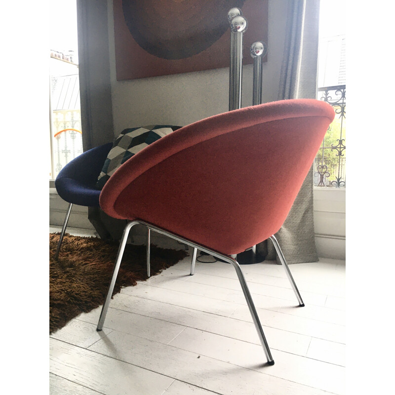 Vintage armchair model 369 in red wool by Walter Knoll, Germany 1950